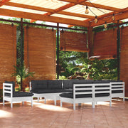 Loungeset 11-delig massief grenenhout wit