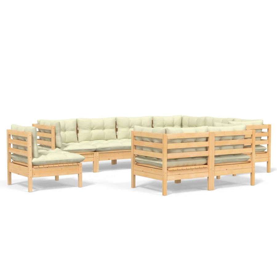 -Delige Loungeset Met Kleurige Kussens Grenenhout Bruin en crème