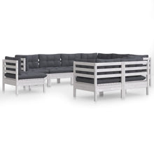 -Delige Loungeset Met Kussens Massief Grenenhout Wit