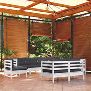 Loungeset 9-delig massief grenenhout wit