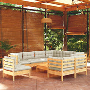Loungeset 10-delig grenenhout crème