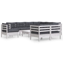 -Delige Loungeset Met Kussens Massief Grenenhout 10 Wit
