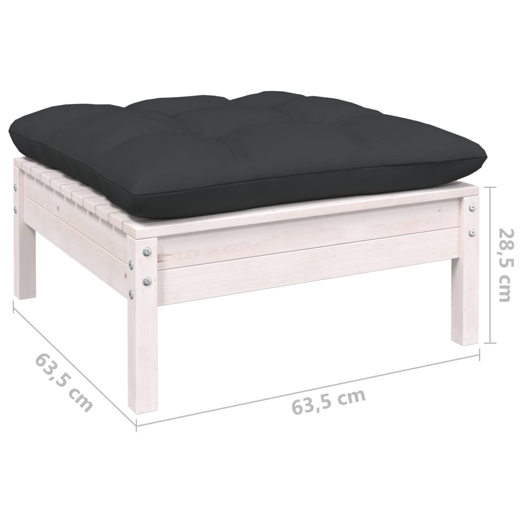 -Delige Loungeset Met Kussens Massief Grenenhout 10 Wit