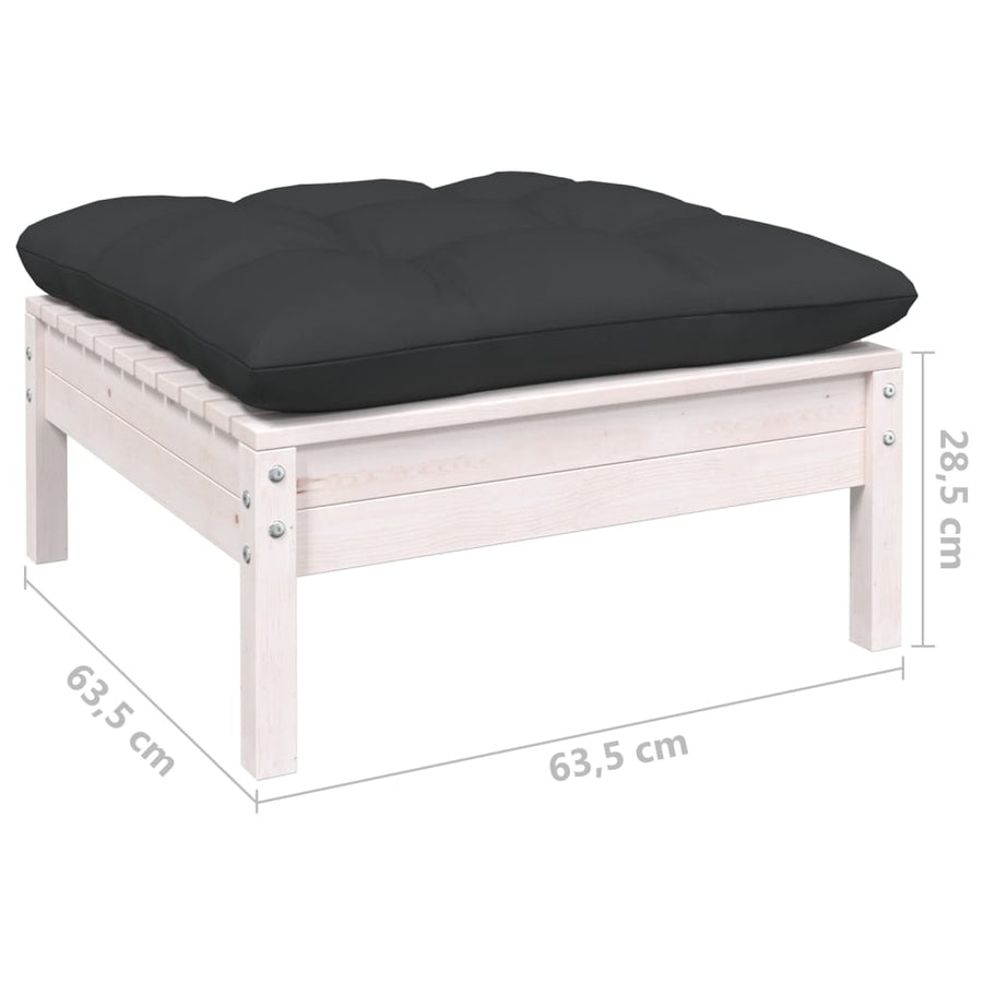 -Delige Loungeset Met Kussens Massief Grenenhout 10 Wit