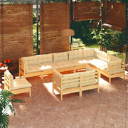 Loungeset 10-delig grenenhout crème