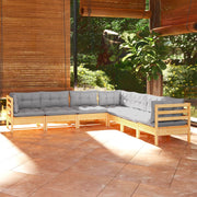 Loungeset 7-delig grenenhout grijs