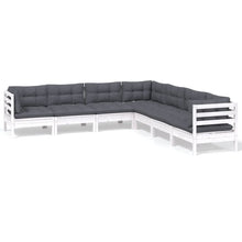 -Delige Loungeset Met Kussens Massief Grenenhout Wit