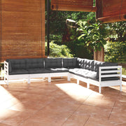 Loungeset 7-delig massief grenenhout wit