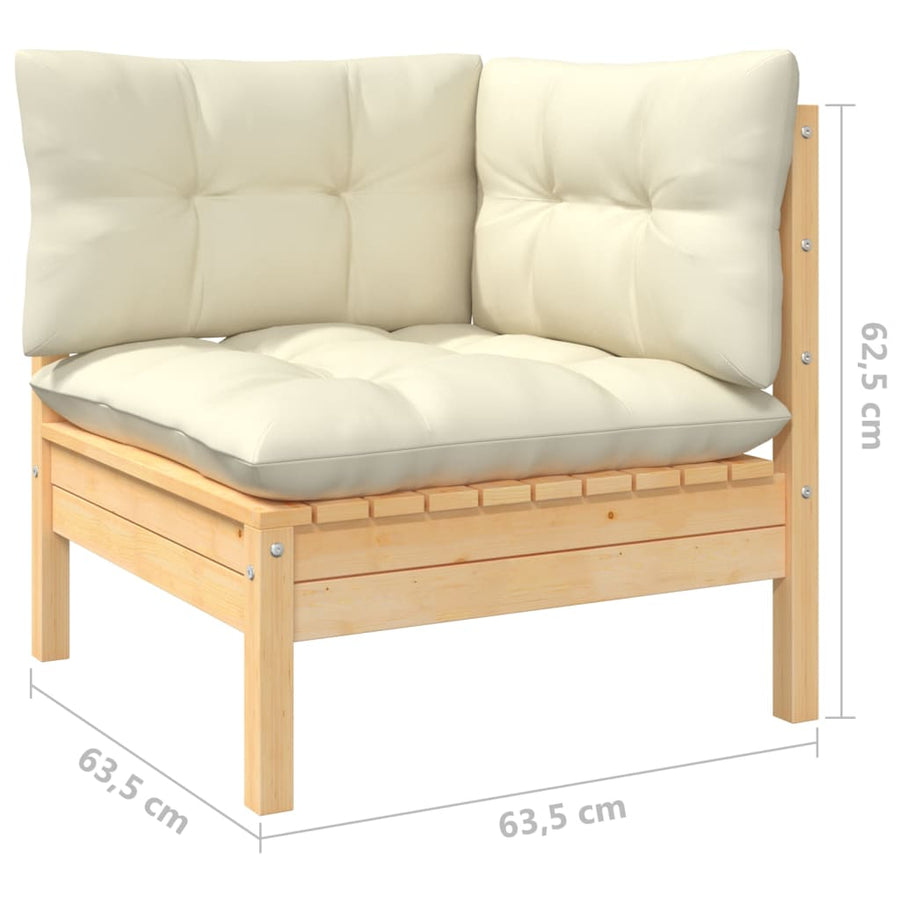-Delige Loungeset Met Kleurige Kussens Massief Grenenhout 8 Bruin en crème