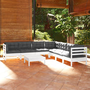 Loungeset 8-delig massief grenenhout wit