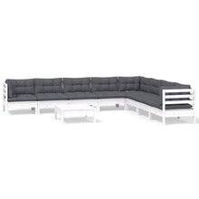 -Delige Loungeset Met Kussens Massief Grenenhout Wit