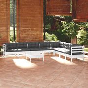 Loungeset 9-delig massief grenenhout wit