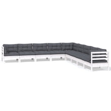 -Delige Loungeset Met Kussens Massief Grenenhout Wit