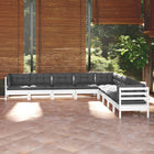 -Delige Loungeset Met Kussens Massief Grenenhout Wit