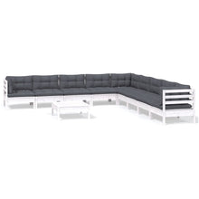 -Delige Loungeset Met Kussens Massief Grenenhout 10 Wit
