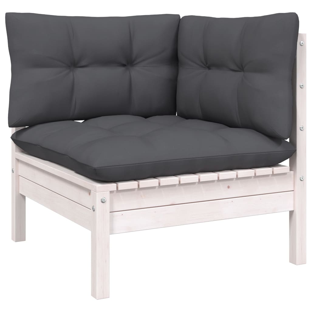 -Delige Loungeset Met Kussens Massief Grenenhout 10 Wit