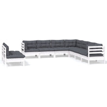 9-Delige Loungeset Met Kussens Massief Grenenhout Wit