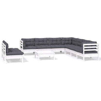 0-Delige Loungeset Met Kussens Massief Grenenhout Wit
