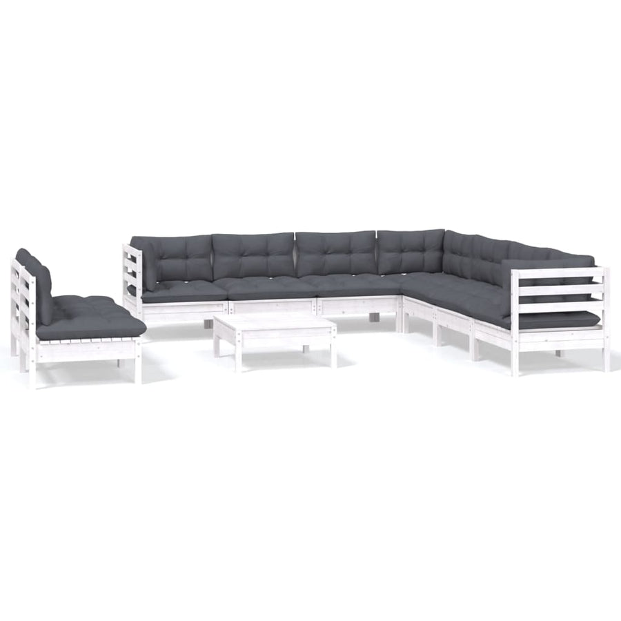 0-Delige Loungeset Met Kussens Massief Grenenhout Wit