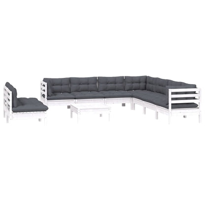 0-Delige Loungeset Met Kussens Massief Grenenhout Wit
