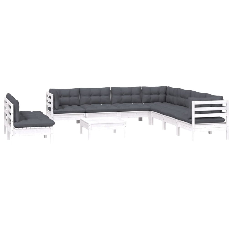 0-Delige Loungeset Met Kussens Massief Grenenhout Wit