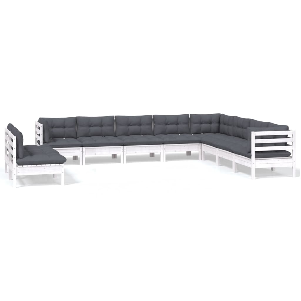 0-Delige Loungeset Met Kussens Massief Grenenhout Wit