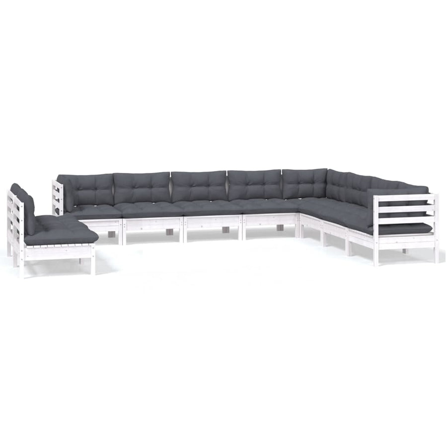 0-Delige Loungeset Met Kussens Massief Grenenhout Wit