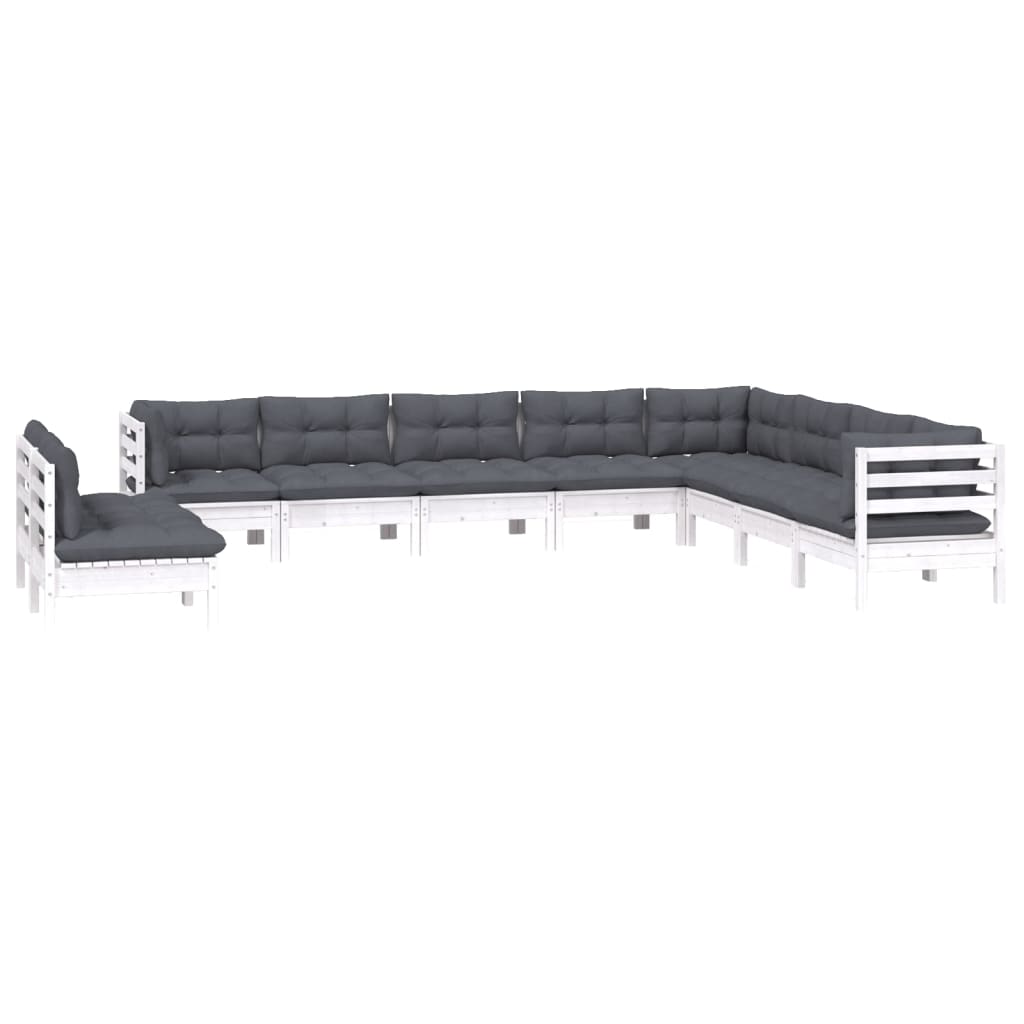 0-Delige Loungeset Met Kussens Massief Grenenhout Wit