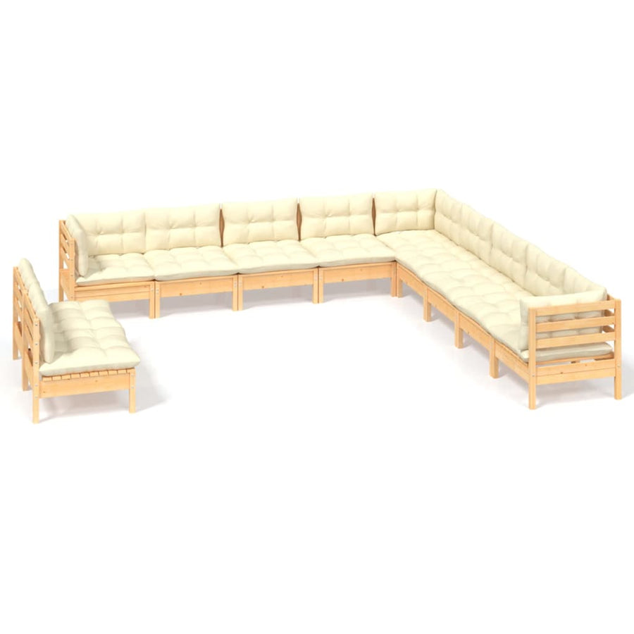 -Delige Loungeset Met Kleurige Kussens Grenenhout Bruin en crème