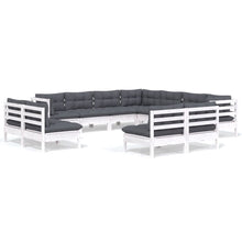 -Delige Loungeset Met Kussens Massief Grenenhout Wit