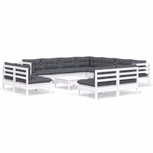 2-Delige Loungeset Met Kussens Massief Grenenhout Wit