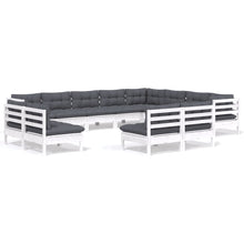 2-Delige Loungeset Met Kussens Massief Grenenhout Wit