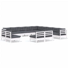 3-Delige Loungeset Met Kussens Massief Grenenhout Wit