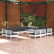 Loungeset 13-delig massief grenenhout wit