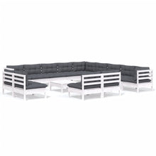 4-Delige Loungeset Met Kussens Massief Grenenhout Wit