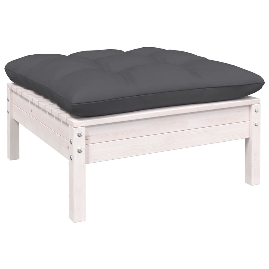 4-Delige Loungeset Met Kussens Massief Grenenhout Wit