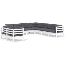 9-Delige Loungeset Met Kussens Massief Grenenhout Wit
