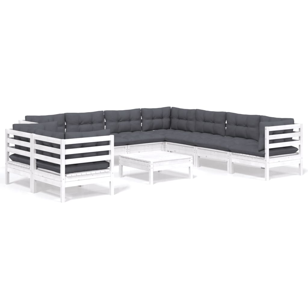 0-Delige Loungeset Met Kussens Massief Grenenhout Wit