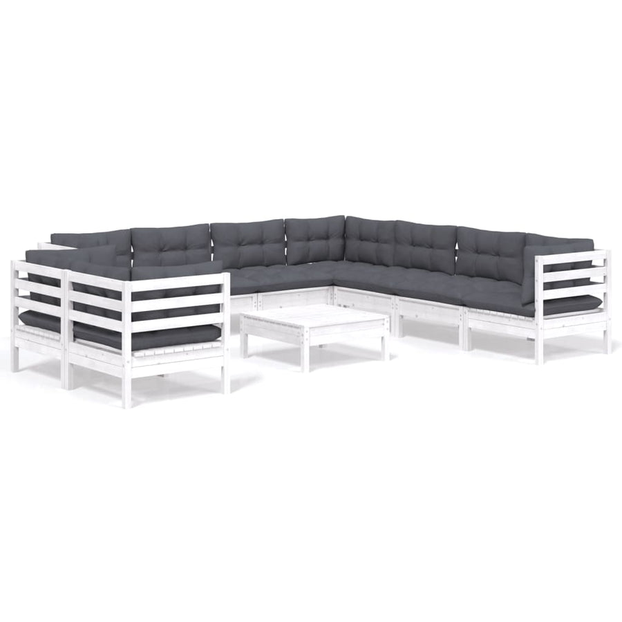 0-Delige Loungeset Met Kussens Massief Grenenhout Wit