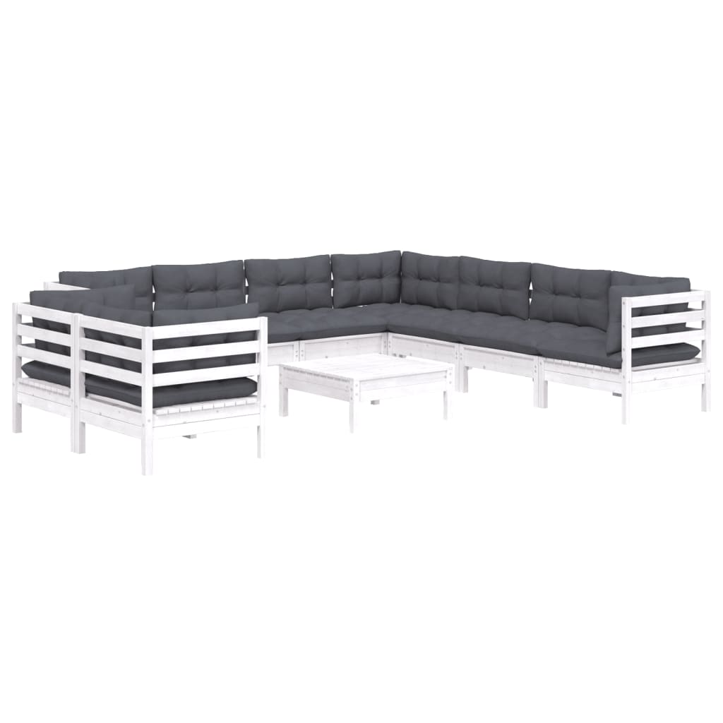 0-Delige Loungeset Met Kussens Massief Grenenhout Wit