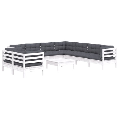 0-Delige Loungeset Met Kussens Massief Grenenhout Wit