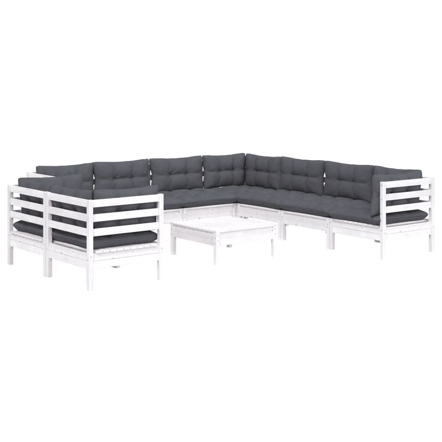 0-Delige Loungeset Met Kussens Massief Grenenhout Wit