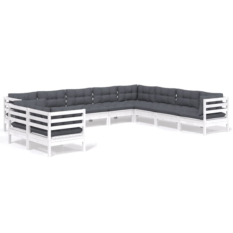 0-Delige Loungeset Met Kussens Massief Grenenhout Wit