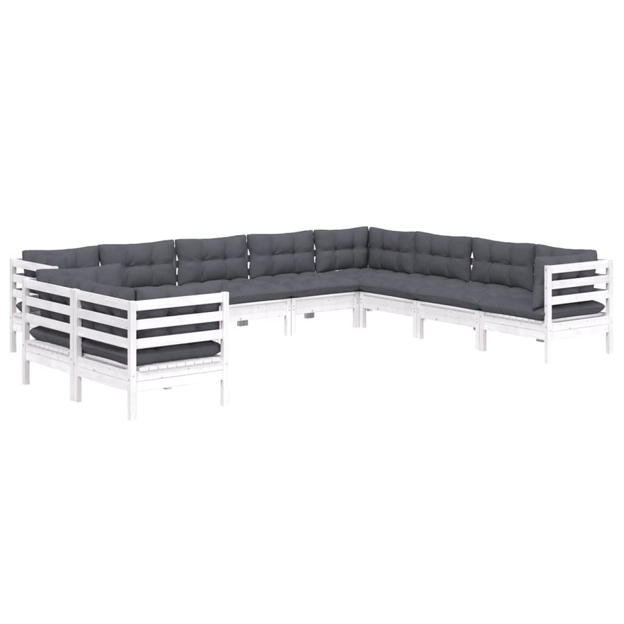 0-Delige Loungeset Met Kussens Massief Grenenhout Wit