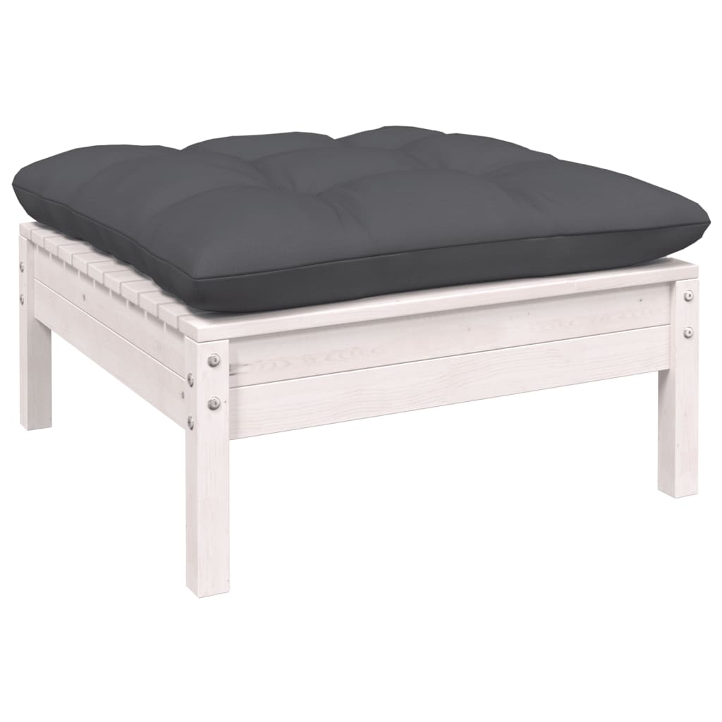 2-Delige Loungeset Met Kussens Massief Grenenhout Wit
