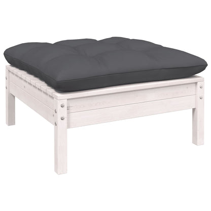 2-Delige Loungeset Met Kussens Massief Grenenhout Wit