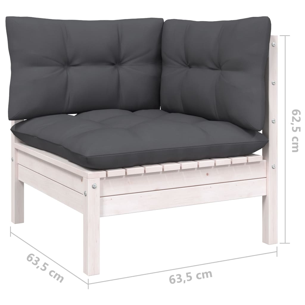 2-Delige Loungeset Met Kussens Massief Grenenhout Wit