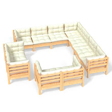 -Delige Loungeset Met Kleurige Kussens Grenenhout Bruin en crème