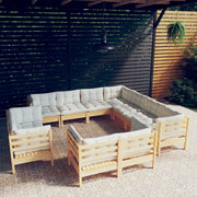 Loungeset 11-delig grenenhout crème
