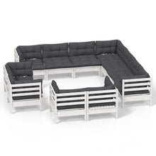 -Delige Loungeset Met Kussens Massief Grenenhout Wit